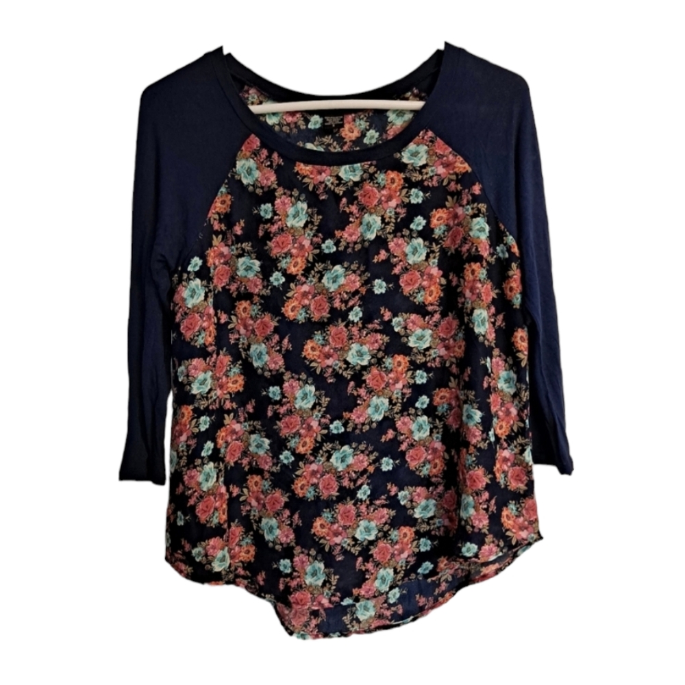 American Dream floral top, pink and blue . Small